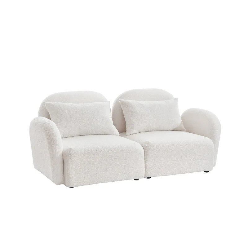 White Teddy Fabric Lazy Loveseat for Living Room 12