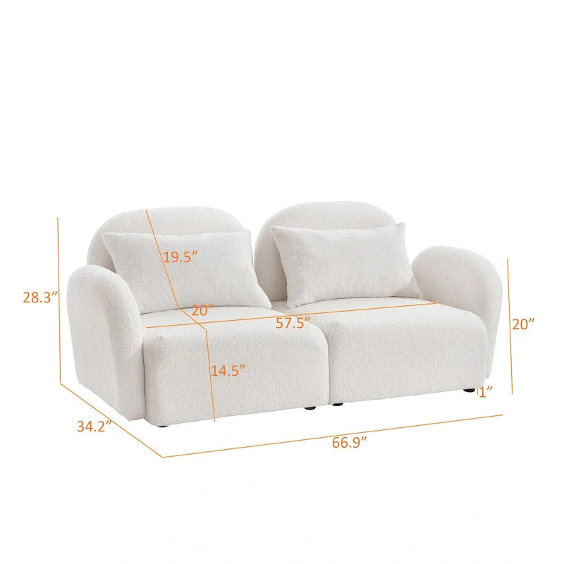 White Teddy Fabric Lazy Loveseat for Living Room 13