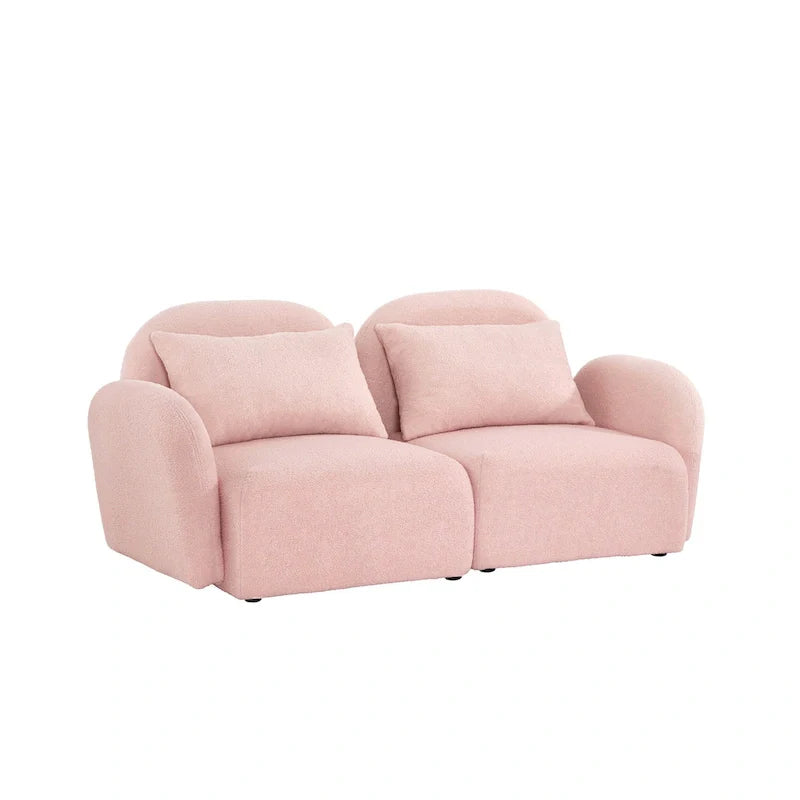 White Teddy Fabric Lazy Loveseat for Living Room 15