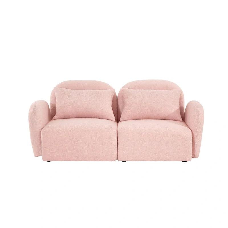 White Teddy Fabric Lazy Loveseat for Living Room 16