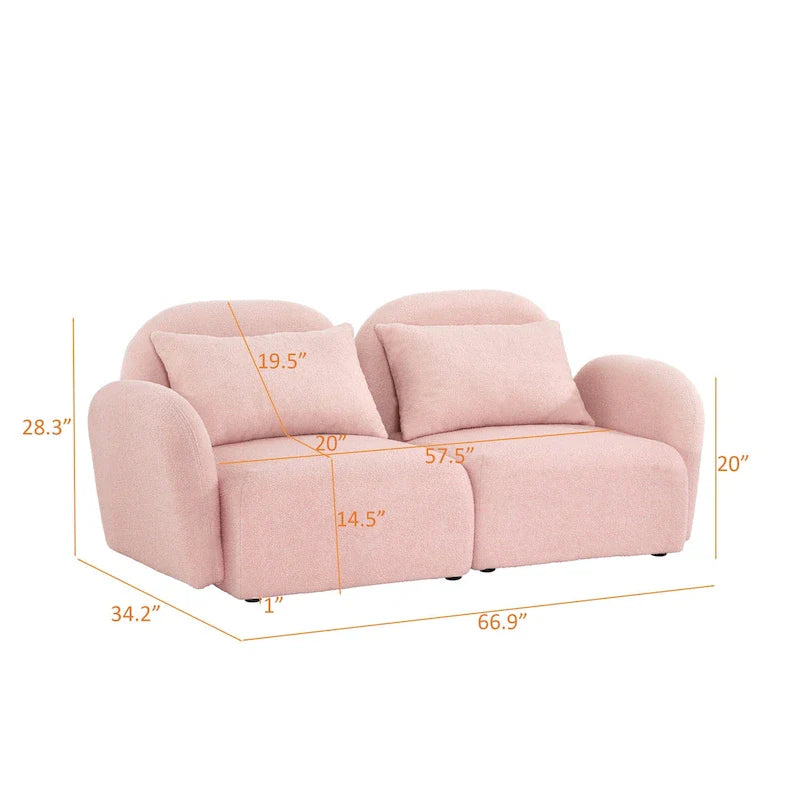 White Teddy Fabric Lazy Loveseat for Living Room 17