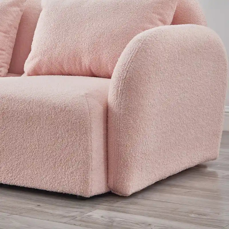 White Teddy Fabric Lazy Loveseat for Living Room 18