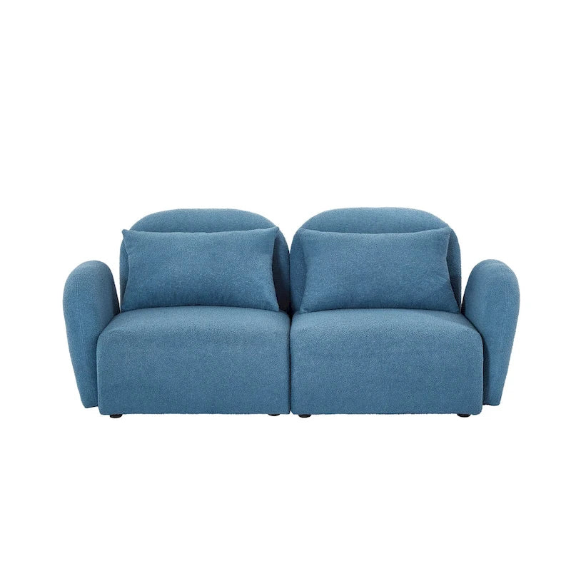 White Teddy Fabric Lazy Loveseat for Living Room 20