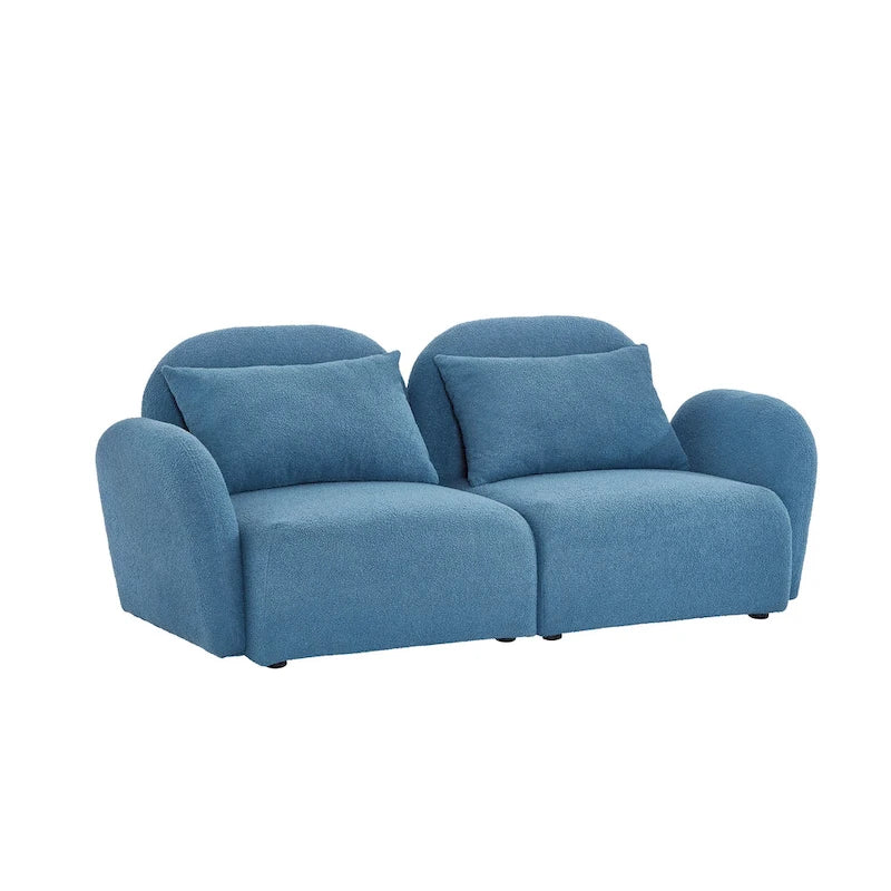 White Teddy Fabric Lazy Loveseat for Living Room 21