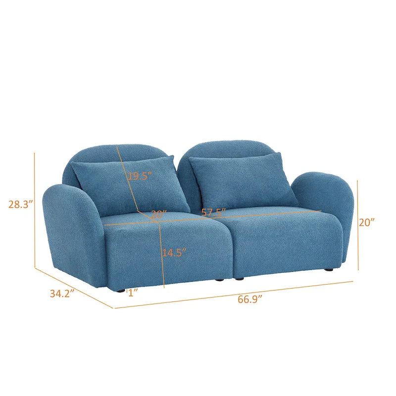White Teddy Fabric Lazy Loveseat for Living Room 22