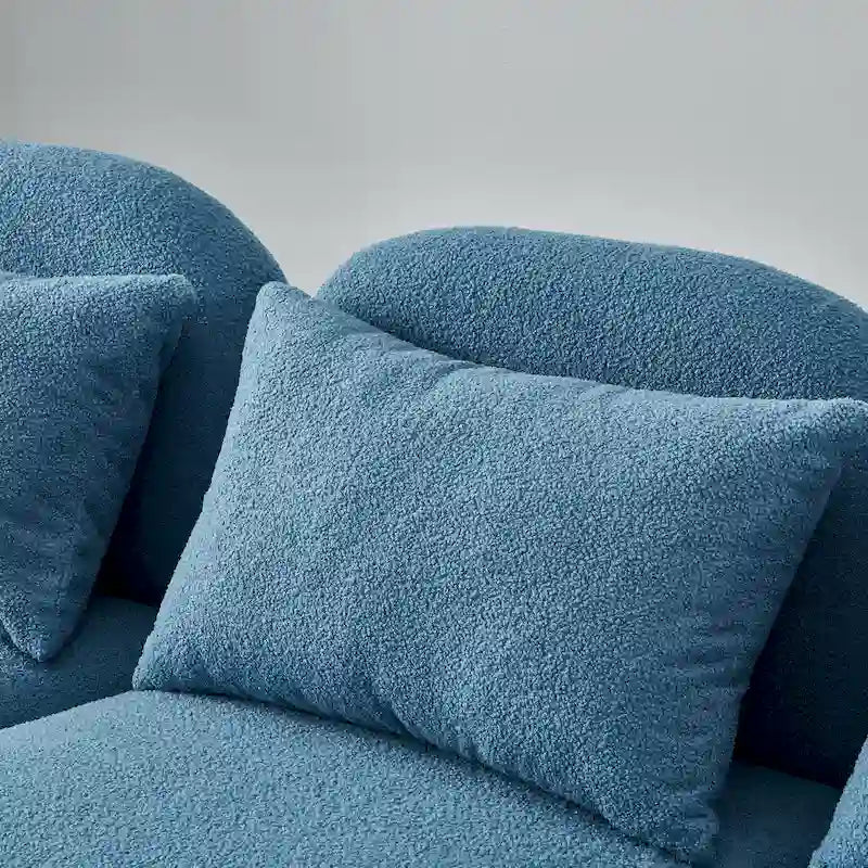 White Teddy Fabric Lazy Loveseat for Living Room 23