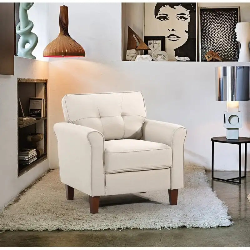 Kouchouk 32.9-Inch Wide Tufted Linen Armchair 11