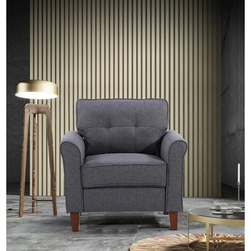 Kouchouk 32.9-Inch Wide Tufted Linen Armchair 1