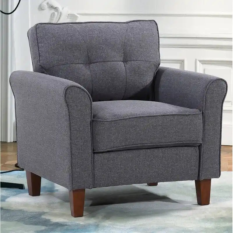 Kouchouk 32.9-Inch Wide Tufted Linen Armchair 3