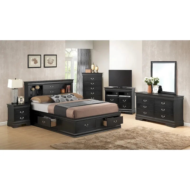 Louis Philippe Queen Platform Bed with Storage 25