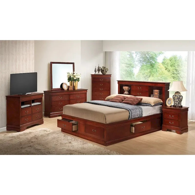 Louis Philippe Queen Platform Bed with Storage 26