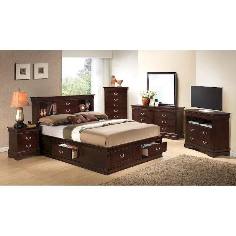 Louis Philippe Queen Platform Bed with Storage 29
