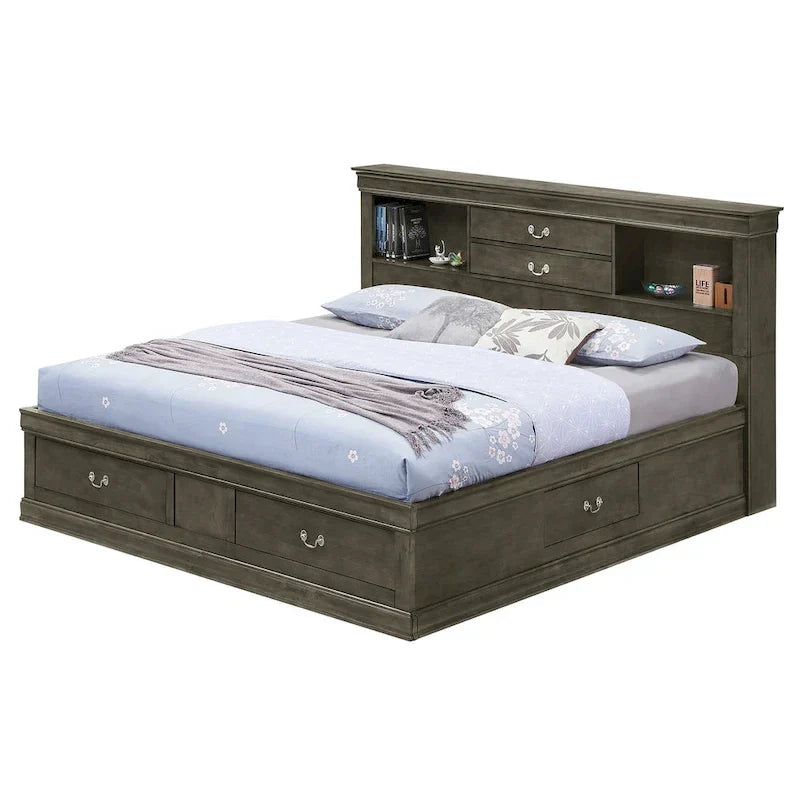 Louis Philippe Queen Platform Bed with Storage 2