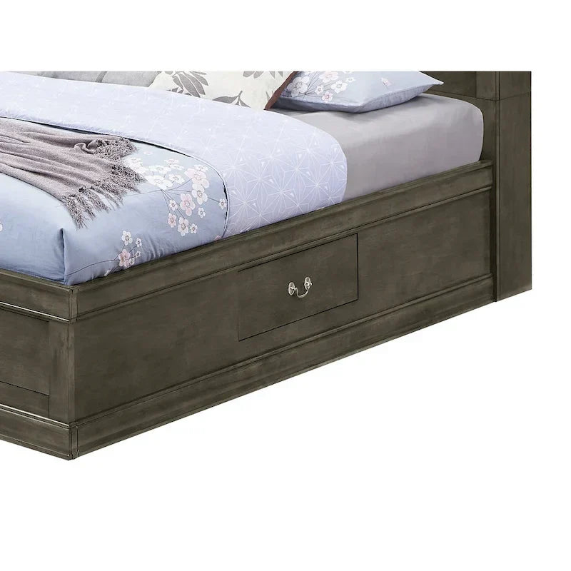 Louis Philippe Queen Platform Bed with Storage 3