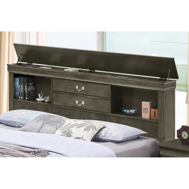 Louis Philippe Queen Platform Bed with Storage 4