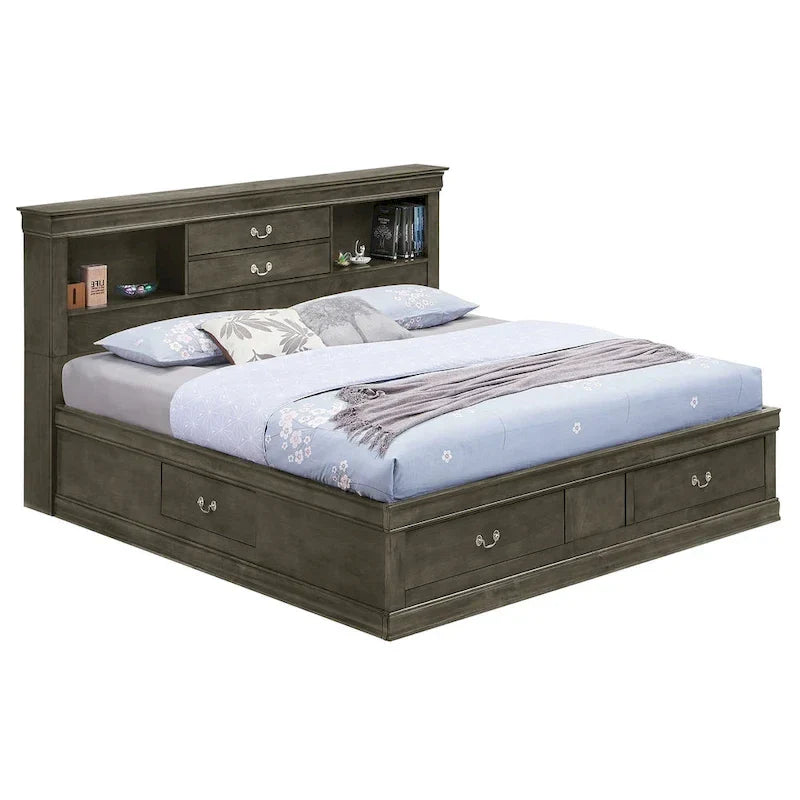 Louis Philippe Queen Platform Bed with Storage 6