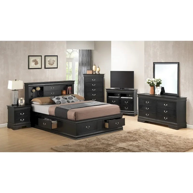 Louis Philippe Queen Platform Bed with Storage 8