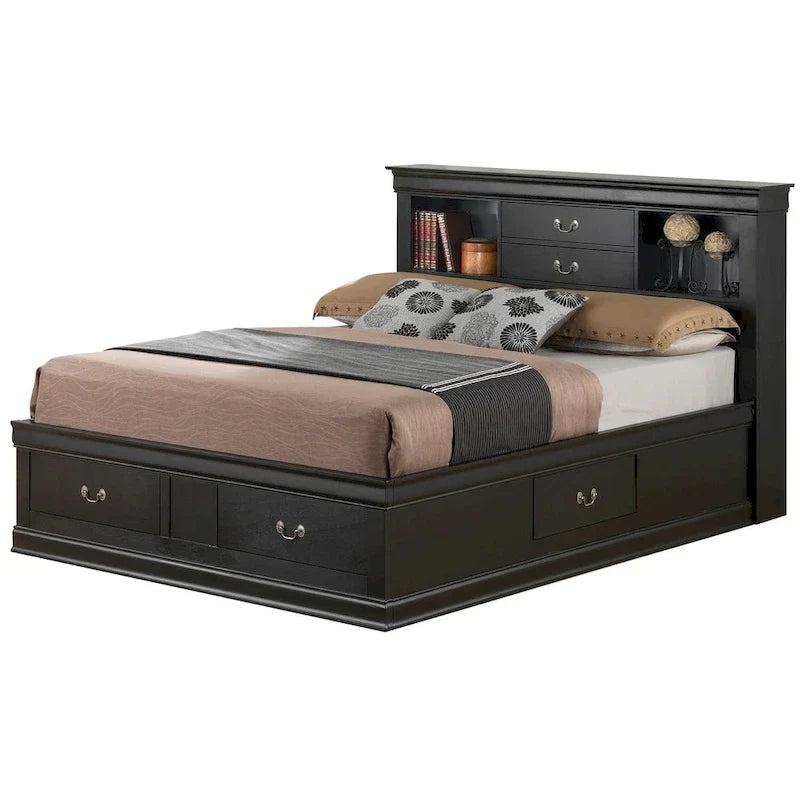 Louis Philippe Queen Platform Bed with Storage 9