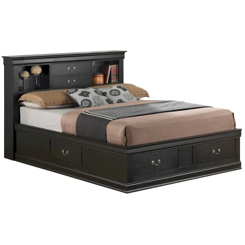 Louis Philippe Queen Platform Bed with Storage 10