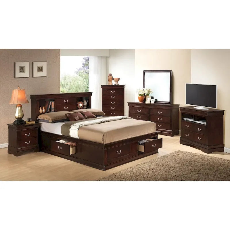Louis Philippe Queen Platform Bed with Storage 12