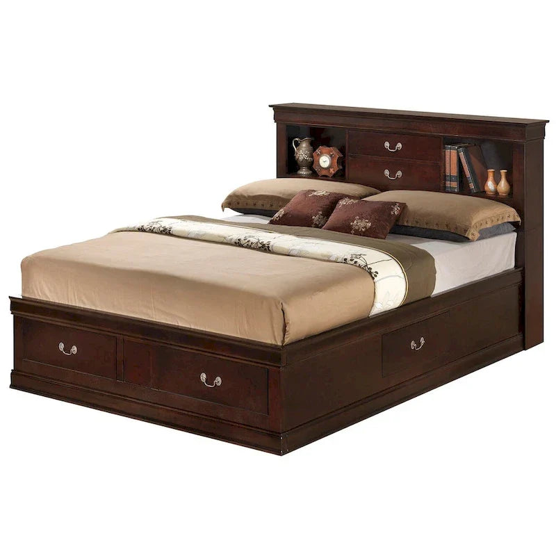 Louis Philippe Queen Platform Bed with Storage 13