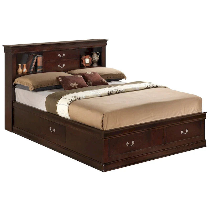 Louis Philippe Queen Platform Bed with Storage 14