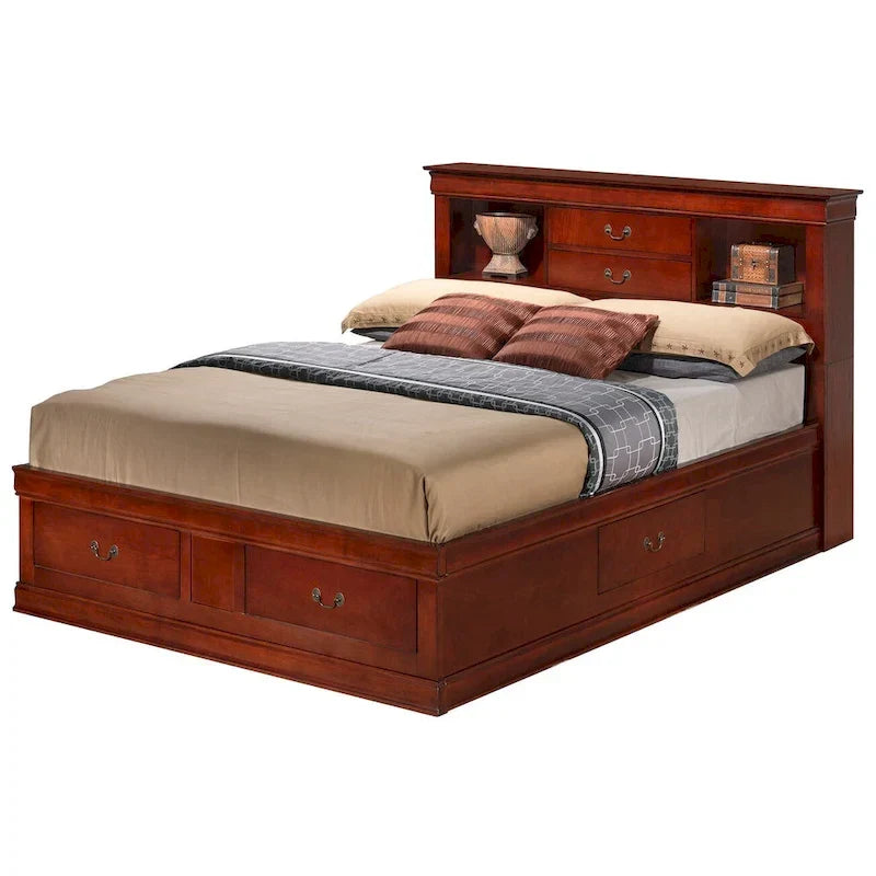 Louis Philippe Queen Platform Bed with Storage 22