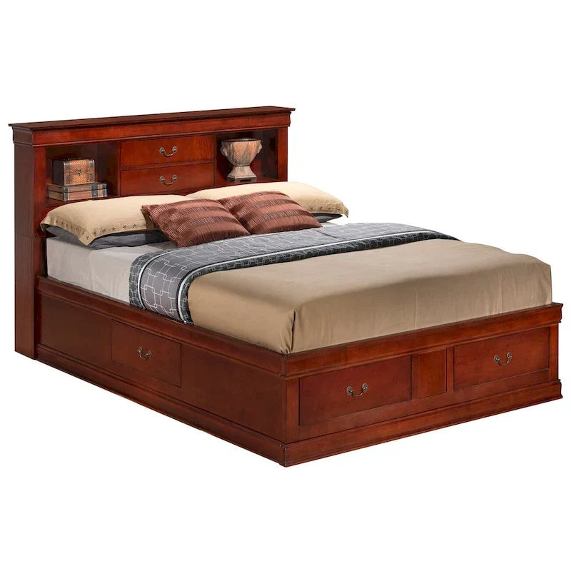 Louis Philippe Queen Platform Bed with Storage 23