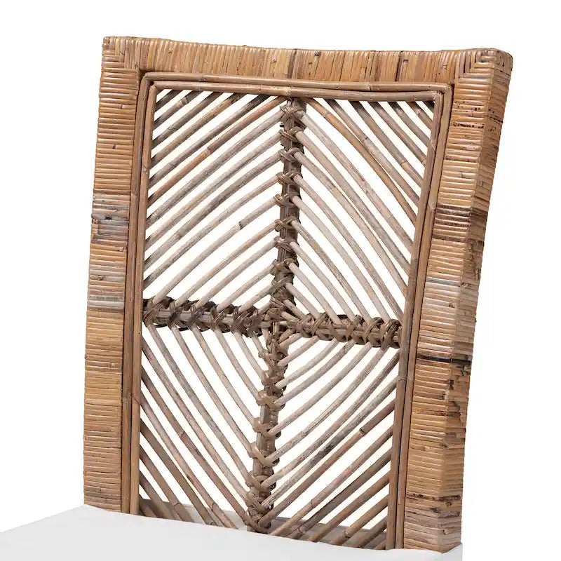 Laluna Contemporary Bohemian Rattan and Mahogany Dining Chair with Cushion 6