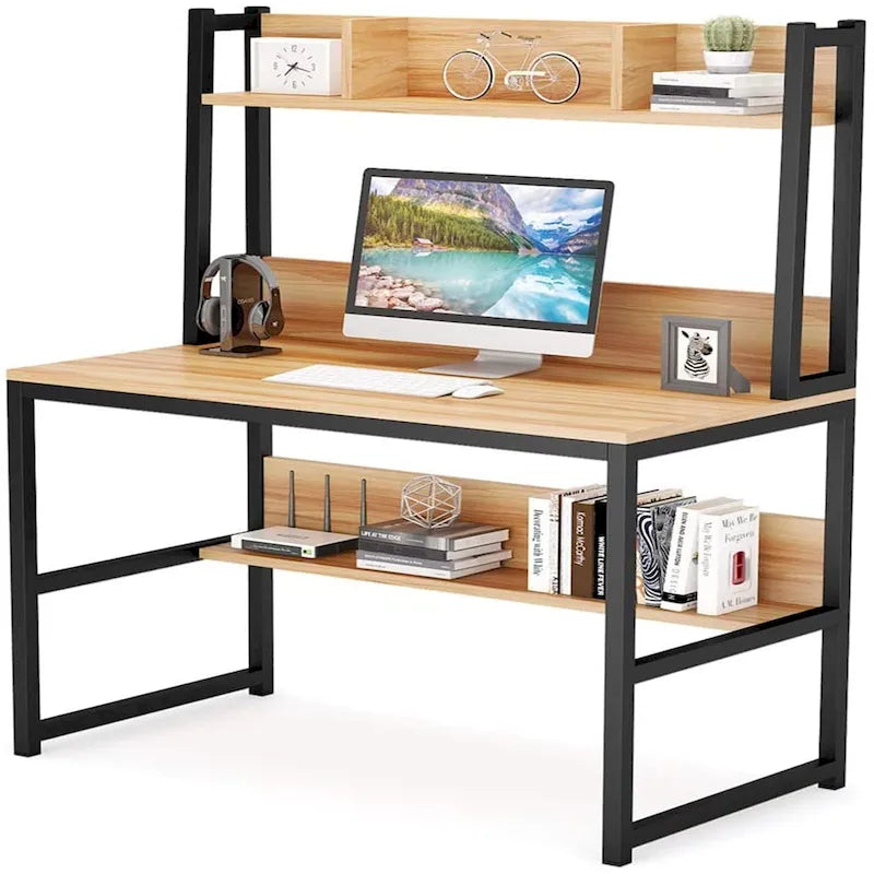 Home Office Computer Desk with Hutch and Shelving for Study 16