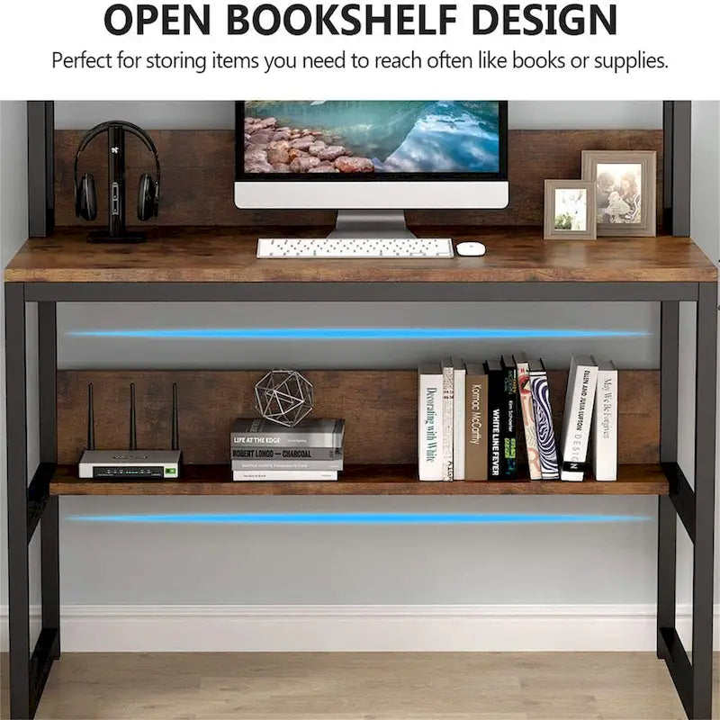 Home Office Computer Desk with Hutch and Shelving for Study 7