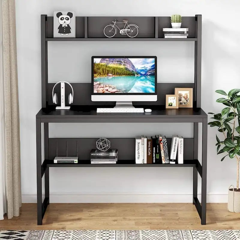Home Office Computer Desk with Hutch and Shelving for Study 11