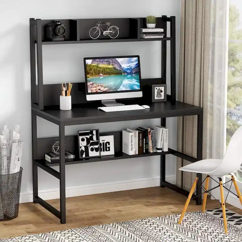 Home Office Computer Desk with Hutch and Shelving for Study 12