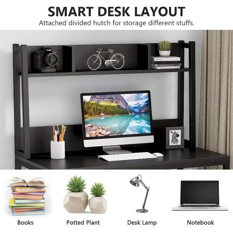 Home Office Computer Desk with Hutch and Shelving for Study 13