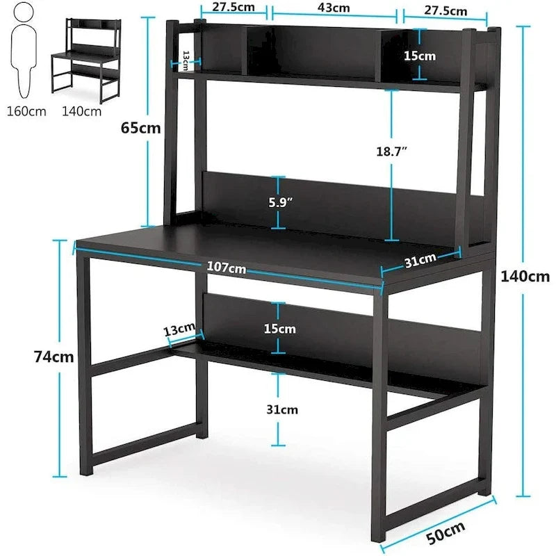 Home Office Computer Desk with Hutch and Shelving for Study 14