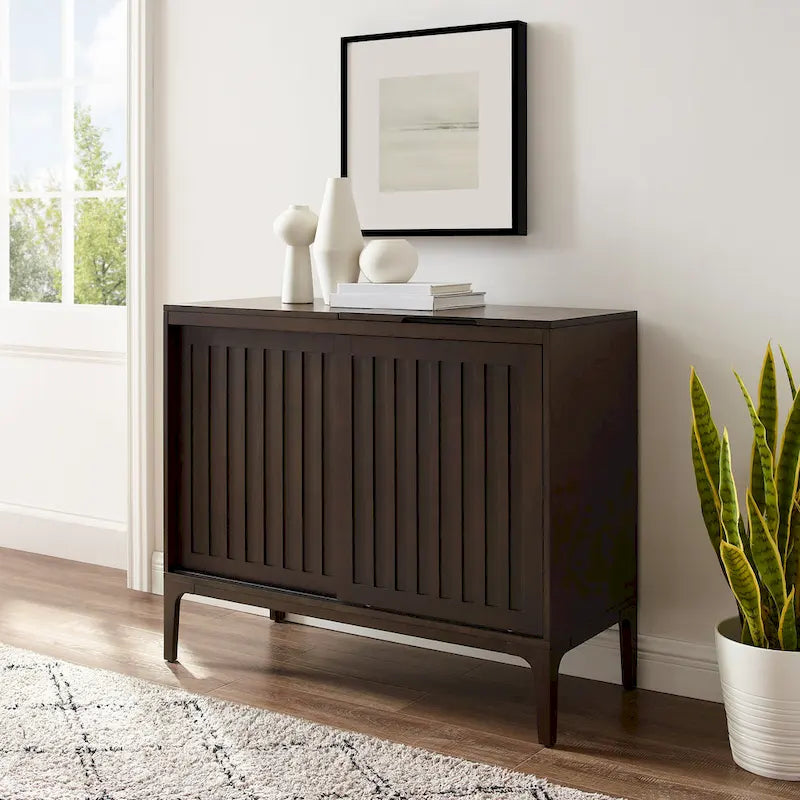 Crosley Asher Media Console for Record Storage 1