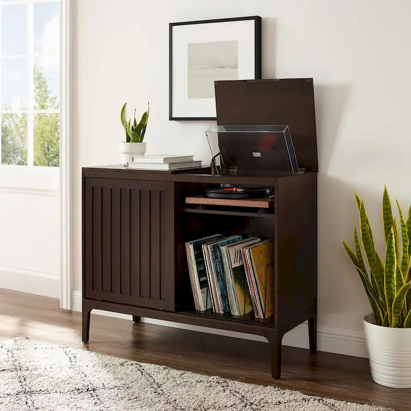 Crosley Asher Media Console for Record Storage 4