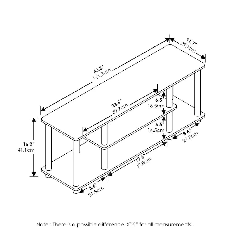Furinno Turn-N-Tube Tool-Free 3D 3-Tier TV Stand for Entertainment 3