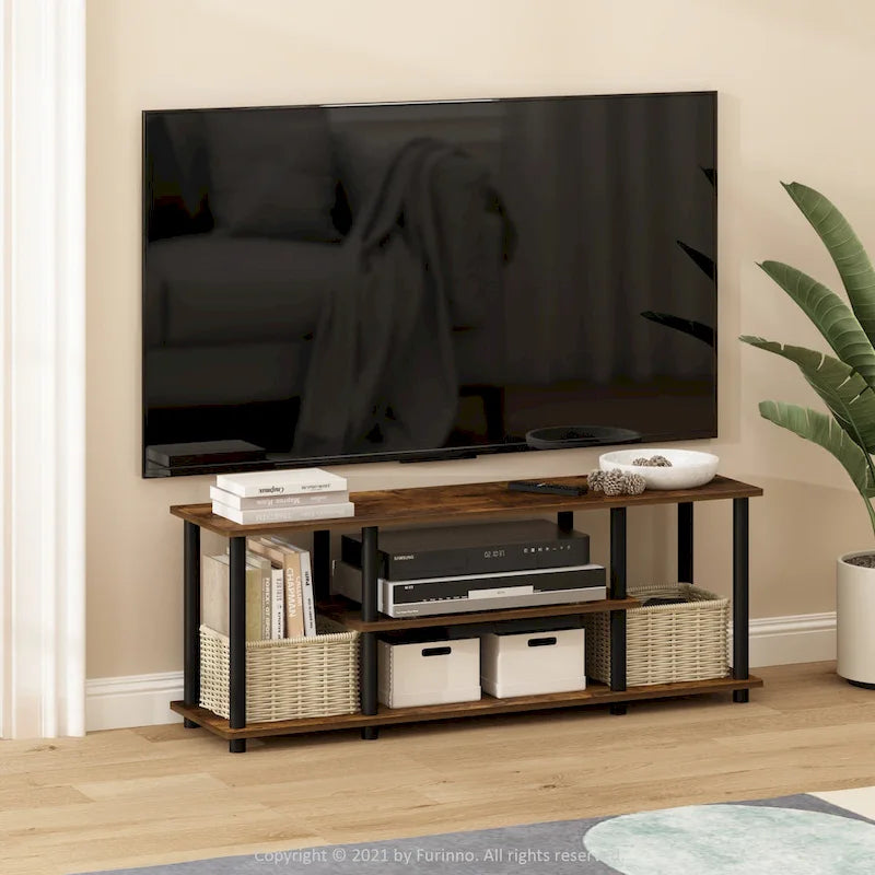 Furinno Turn-N-Tube Tool-Free 3D 3-Tier TV Stand for Entertainment 4