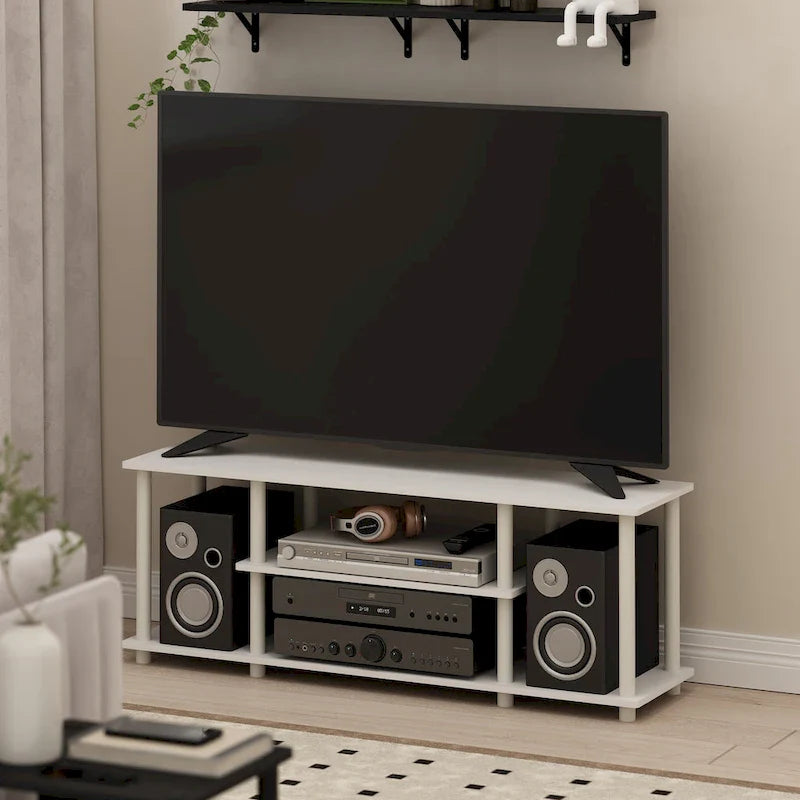 Furinno Turn-N-Tube Tool-Free 3D 3-Tier TV Stand for Entertainment 8