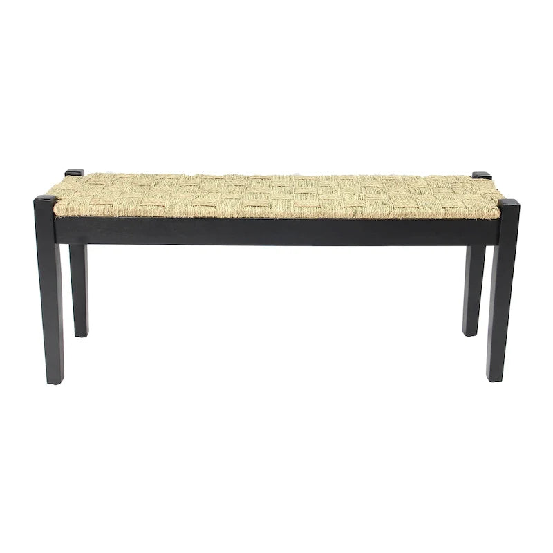 M4H Shambles Solid Wood Indoor Bench with Natural Seagrass 10