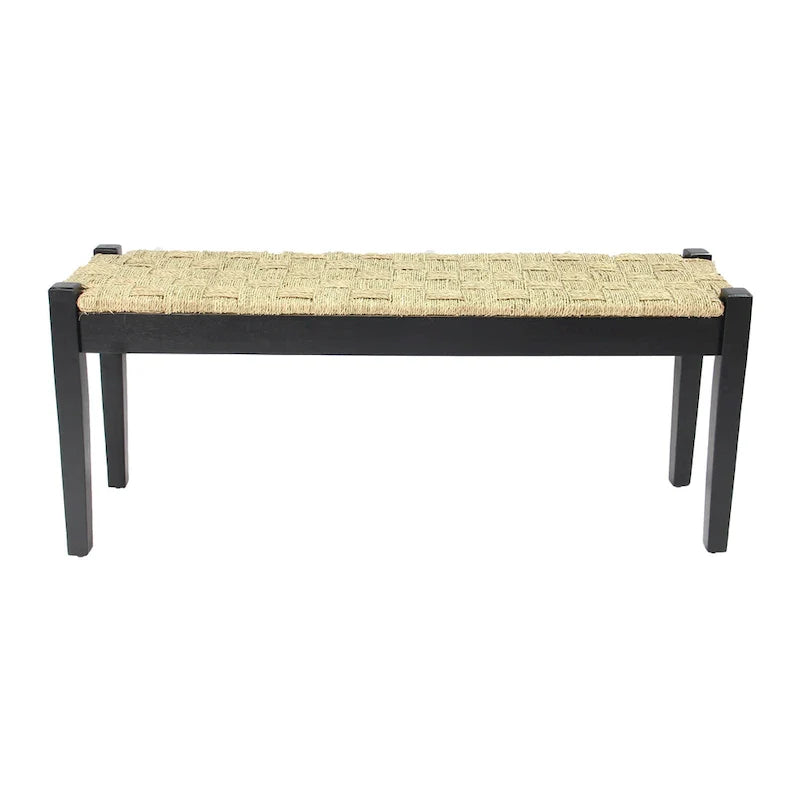 M4H Shambles Solid Wood Indoor Bench with Natural Seagrass 1