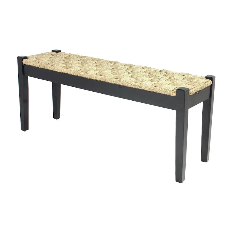 M4H Shambles Solid Wood Indoor Bench with Natural Seagrass 2