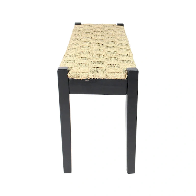 M4H Shambles Solid Wood Indoor Bench with Natural Seagrass 3