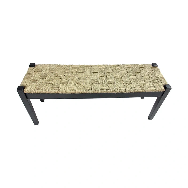 M4H Shambles Solid Wood Indoor Bench with Natural Seagrass 4