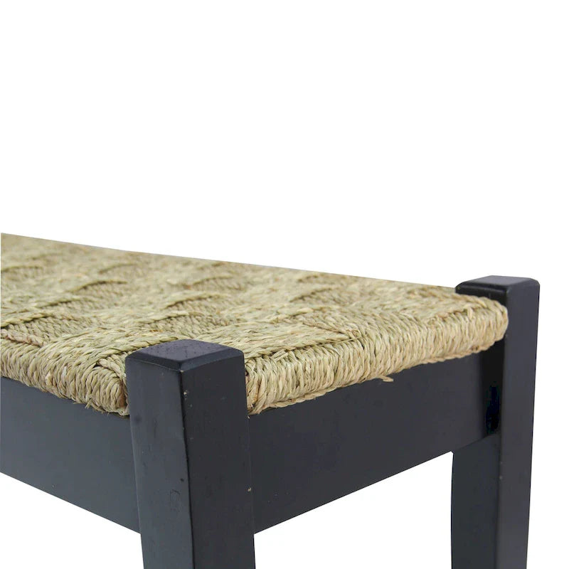 M4H Shambles Solid Wood Indoor Bench with Natural Seagrass 5