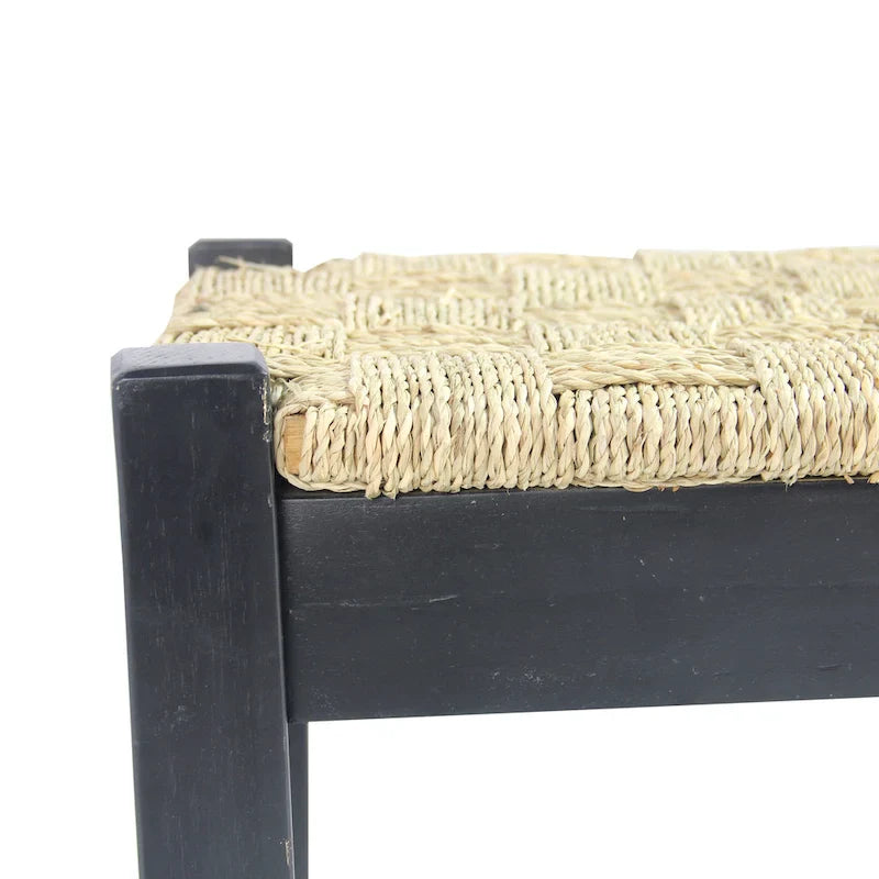 M4H Shambles Solid Wood Indoor Bench with Natural Seagrass 6