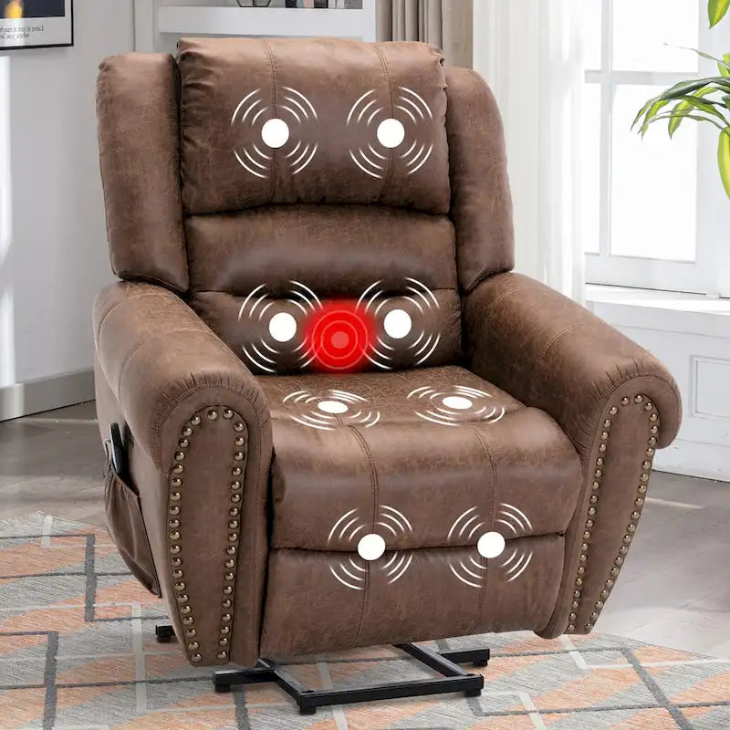 Comfortable Power Lift Recliner Chair with Breathable Fabric, Massage, Heat, and USB Charging Port 1