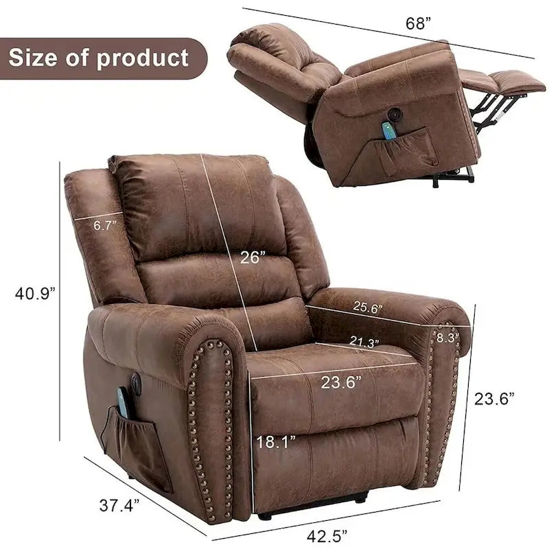 Comfortable Power Lift Recliner Chair with Breathable Fabric, Massage, Heat, and USB Charging Port 3