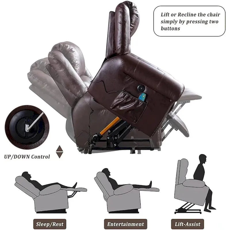 Comfortable Power Lift Recliner Chair with Breathable Fabric, Massage, Heat, and USB Charging Port 20